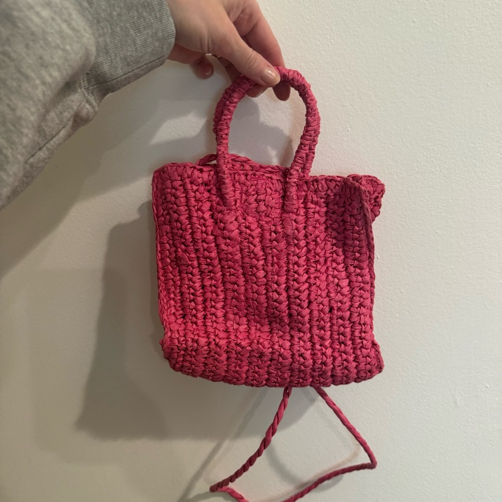 Zara Pink Woven Tote Bag